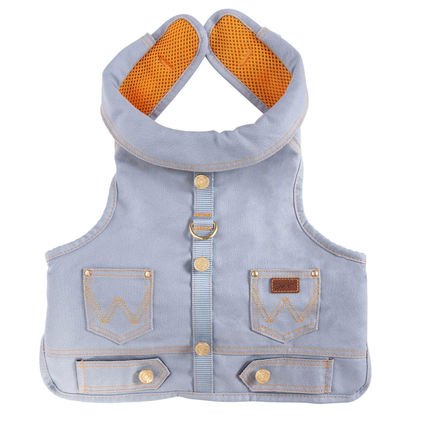Wrangler Denim and Sherpa Vest Harness Light Wash