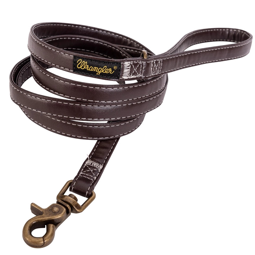 Wrangler® Faux Leather Leash with Gold Buckle Dark Brown  display picture 1