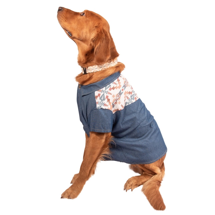 Wrangler® Pattern Yoke Denim Shirt – Medium Blue