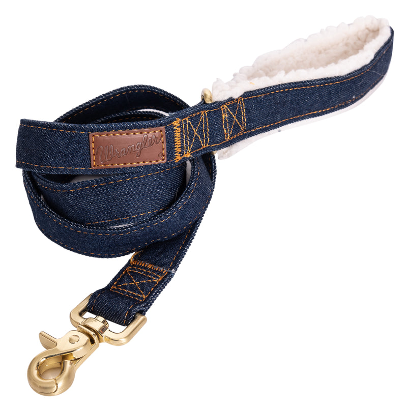 Wrangler Denim and Sherpa Dog Lead - Dark Wash