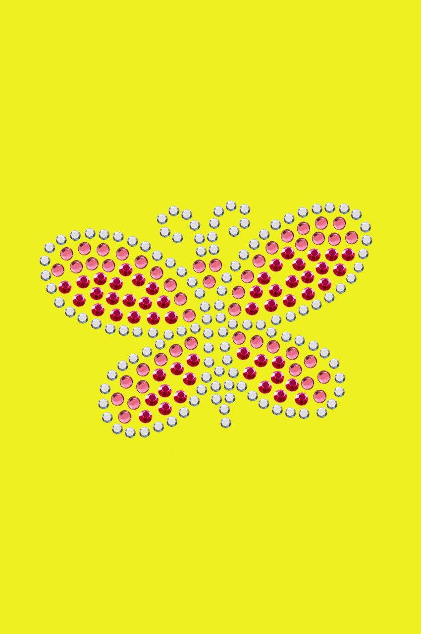 Pink Austrian crystal Rhinestone & Rhinestud Butterfly - Bandannas