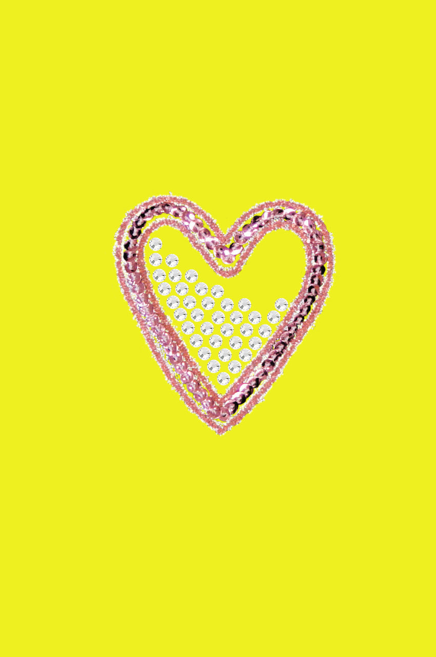 Pink Sequin & Rhinestone Heart Bandanna