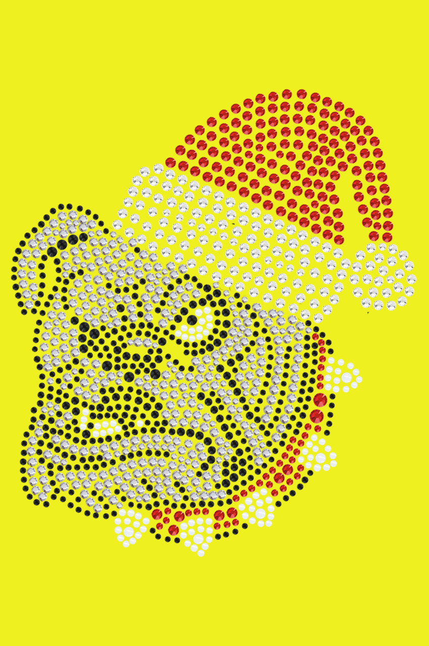 Bulldog Face (White) with Santa Hat - Bandana