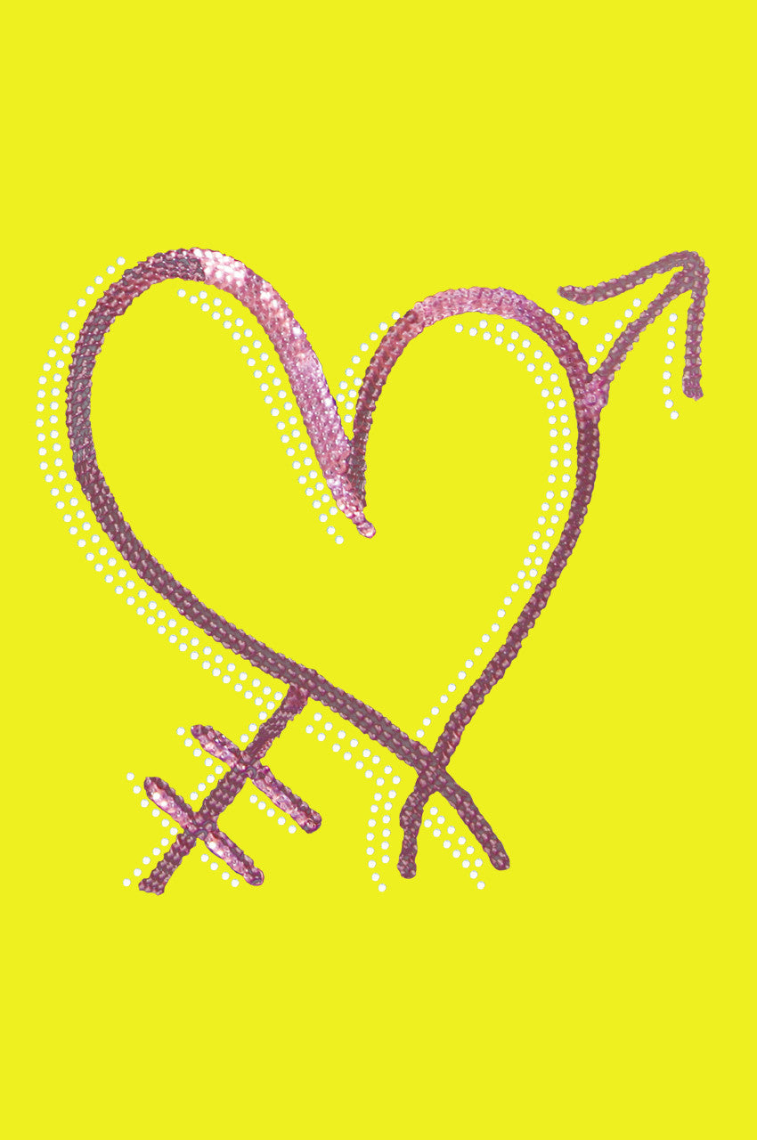 Pink Sequin Heart with Arrow Bandanna