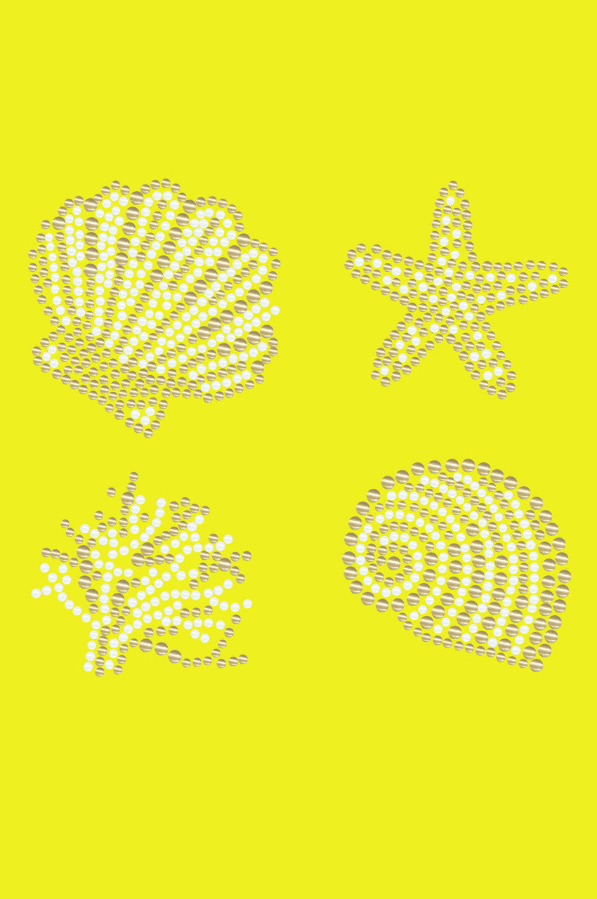 Gold & White Sea Shells - Bandanna