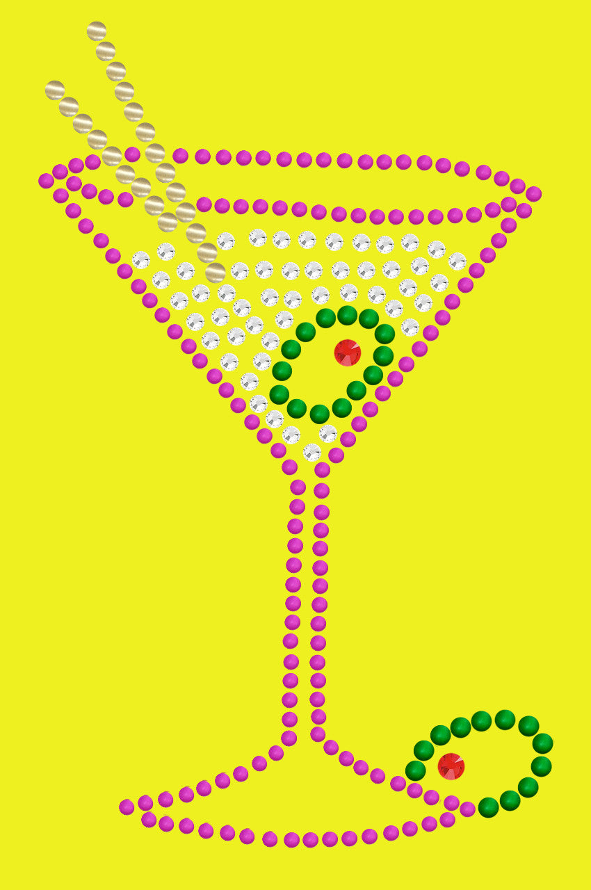 Martini (Fuchsia with Clear Rhinestones) - Bandanna