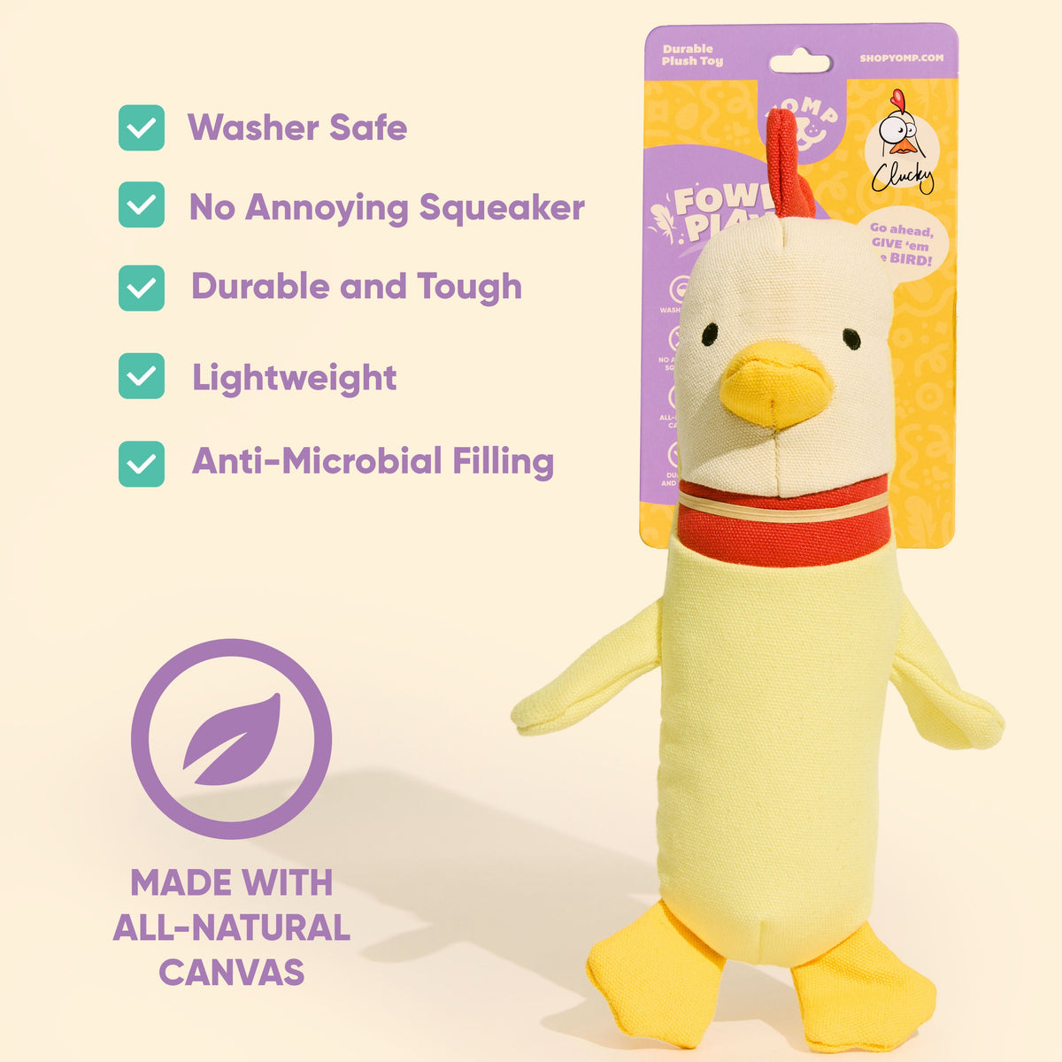 Clucky Plush Canvas Crinkle Dog Toy