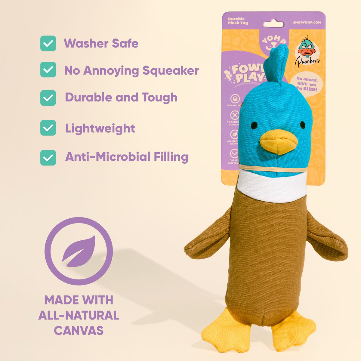 Quackers Plush Canvas Crinkle Dog Toy