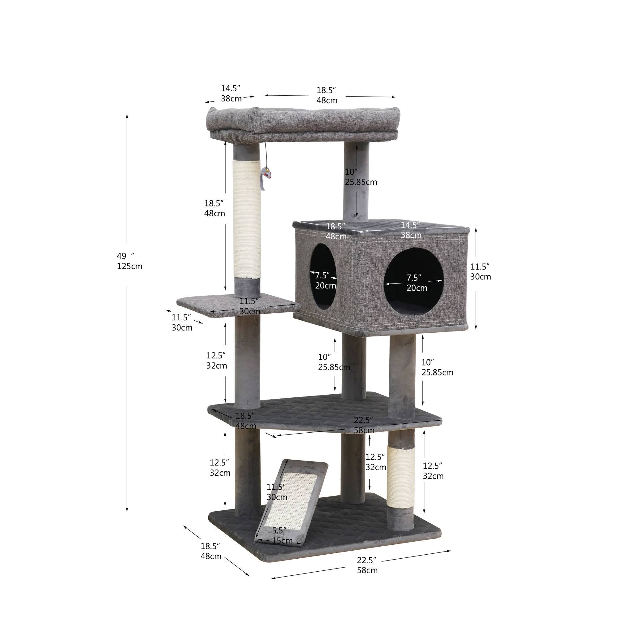 Yara 5 Level Large Cat Tree With Linen Condo