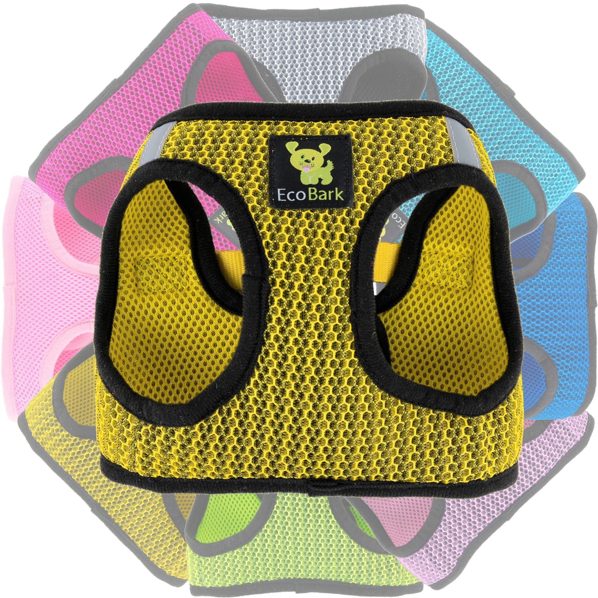 EcoBark Step In Dog Harness - Teacup & Small Breeds- Reflective Soft Mesh Harness for Teacup, Small Dogs and Puppies / Yellow Sport