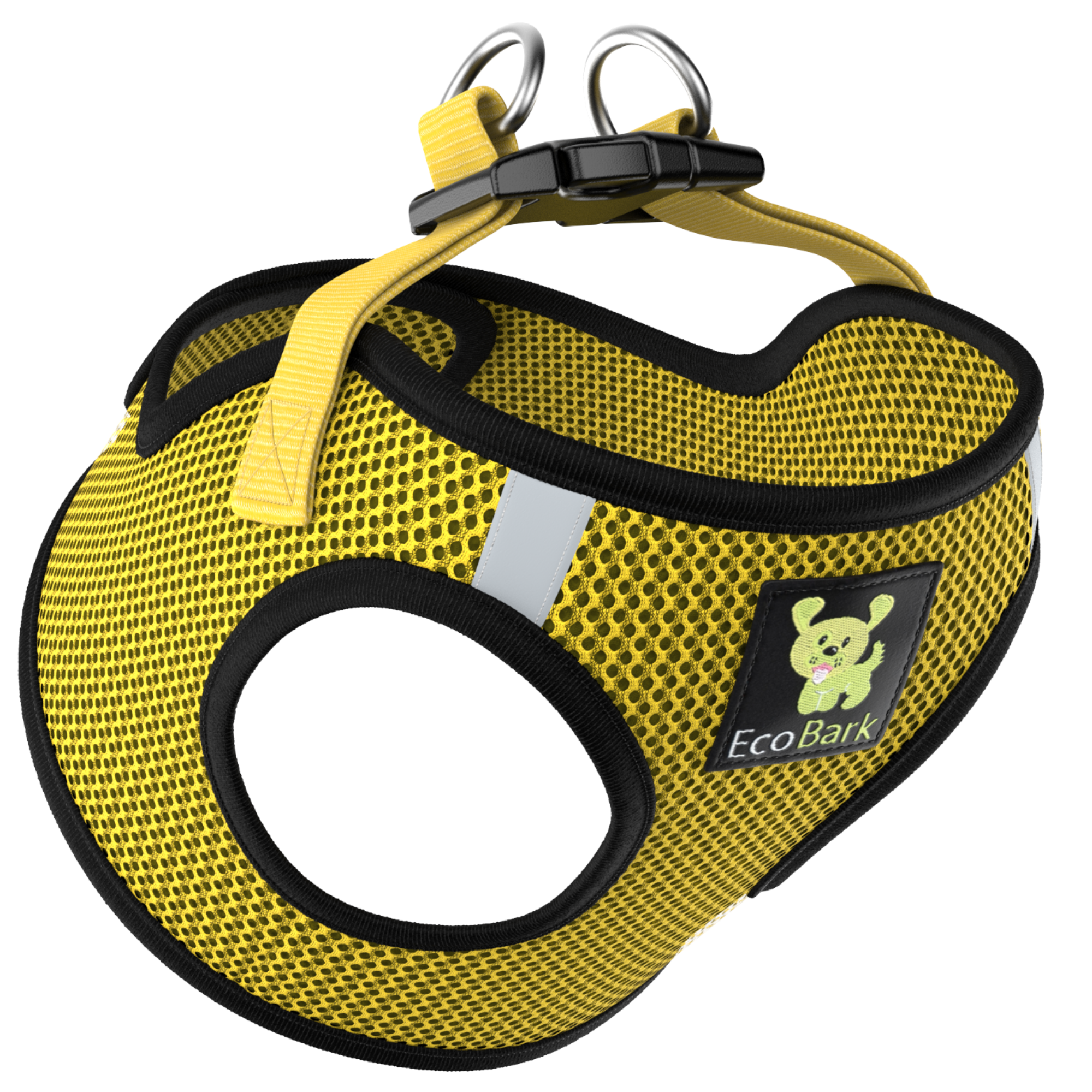 EcoBark Step In Dog Harness - Teacup & Small Breeds- Reflective Soft Mesh Harness for Teacup, Small Dogs and Puppies / Yellow Sport