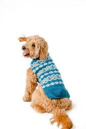 Alpaca Teal Fair Isle Dog Sweater