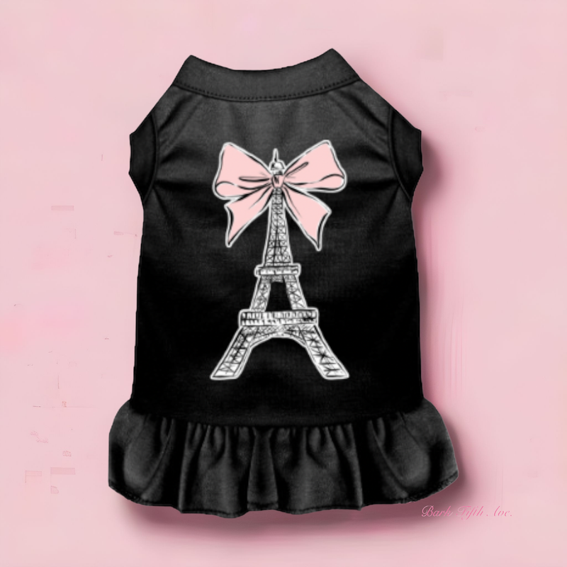 Bark 5th Ave., LLC Eiffel Tower Bow Dog Dress Cotton pet supplies