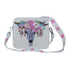 Floral Longhorn Skull Beaded Crossbody