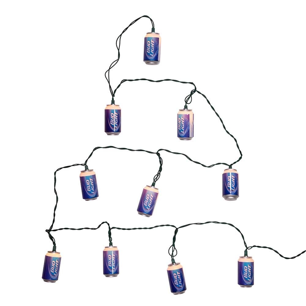 Kurt Adler 10-Light Bud Light Beer Can New Logo Light Set