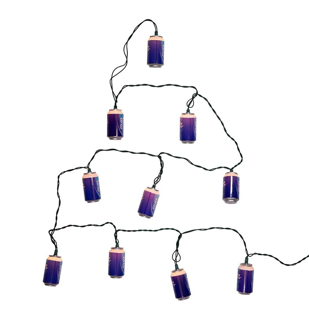 Kurt Adler 10-Light Bud Light Beer Can New Logo Light Set