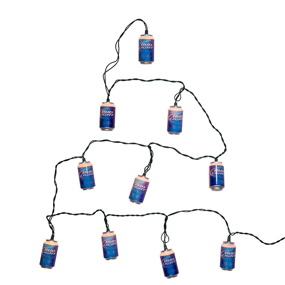 Kurt Adler 10-Light Bud Light Beer Can New Logo Light Set