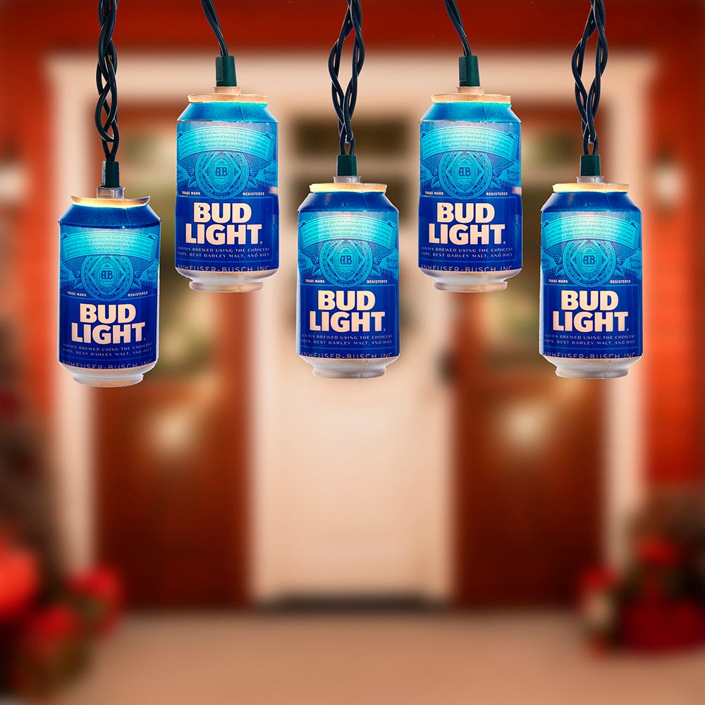 Kurt Adler 10-Light Bud Light Beer Can New Logo Light Set