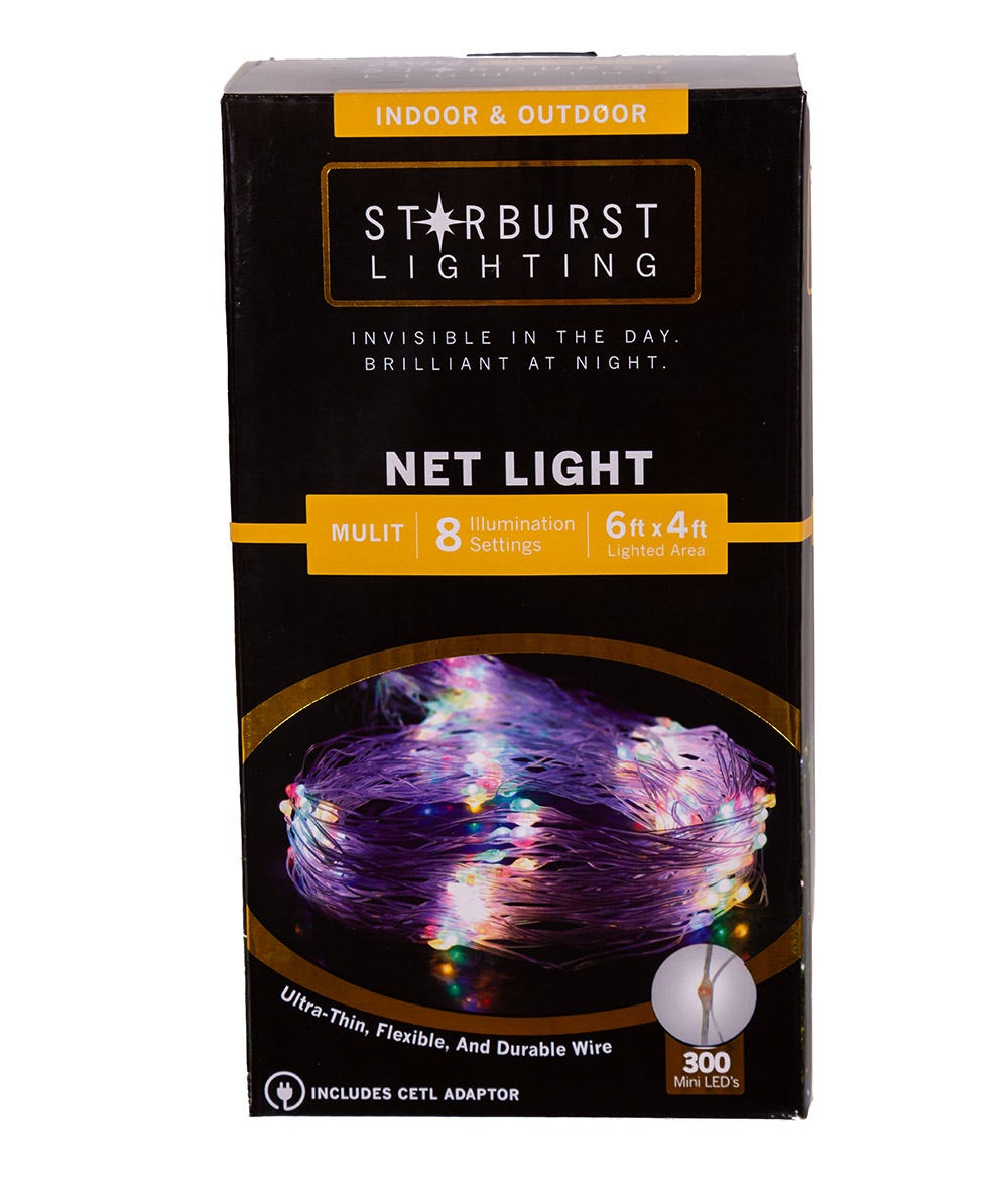 Kurt Adler 300-Light 6-Foot Starburst Multi LED Net Light