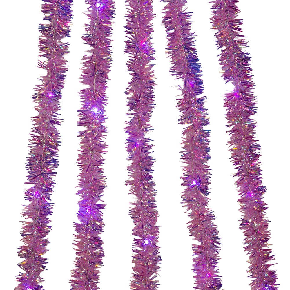 Kurt Adler 6.5-Foot Purple Iridescent Tinsel Cascade Light Set