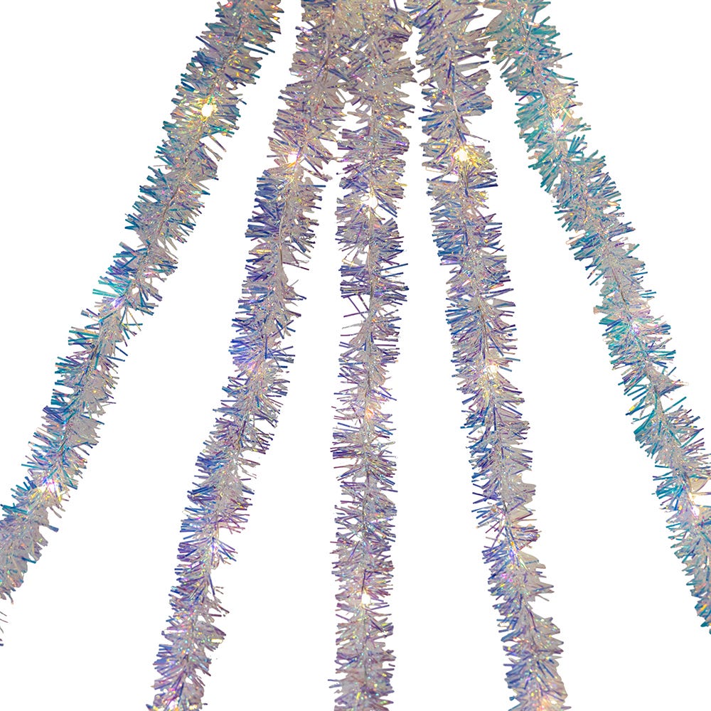 Kurt Adler 6.5-Foot Warm White Iridescent Tinsel Cascade Light Set
