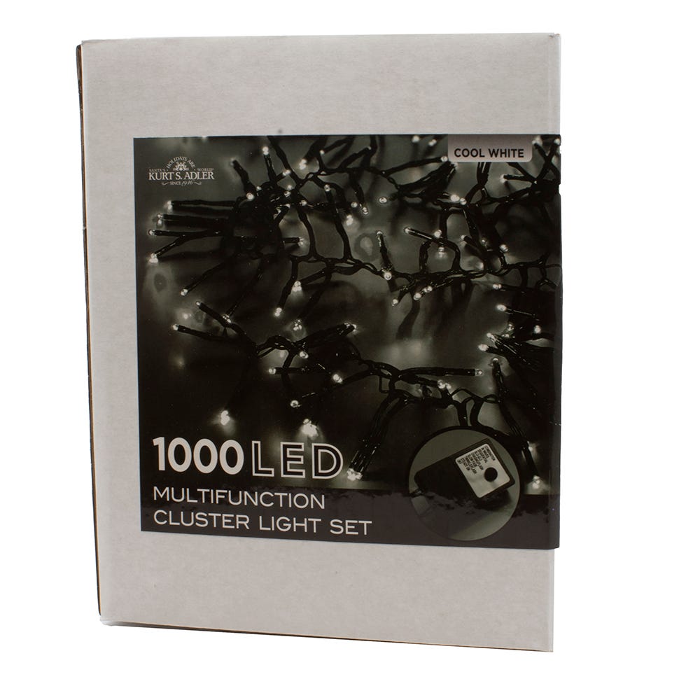 Kurt Adler CUL 1000-Light 33-Foot Cluster Light Set with Cool White 3MM LED Bulbs