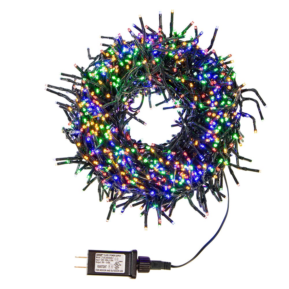 Kurt Adler CUL 1000-Light 33-Foot Cluster Garland with Multi-Color 3MM LED Bulbs