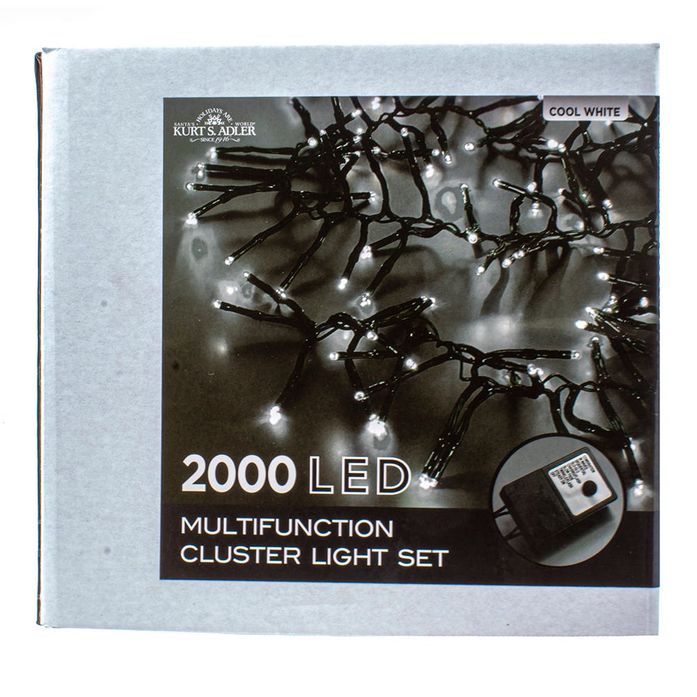 Kurt Adler 2000-Light 65-Foot Cluster Garland with Cool White LED Lights