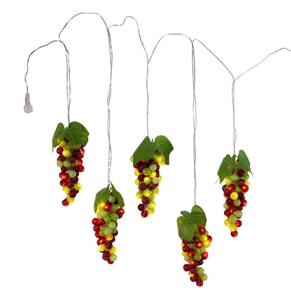 Kurt Adler 100-Light Green and Burgundy LED Grape Light Set with 5 Grape Bunches