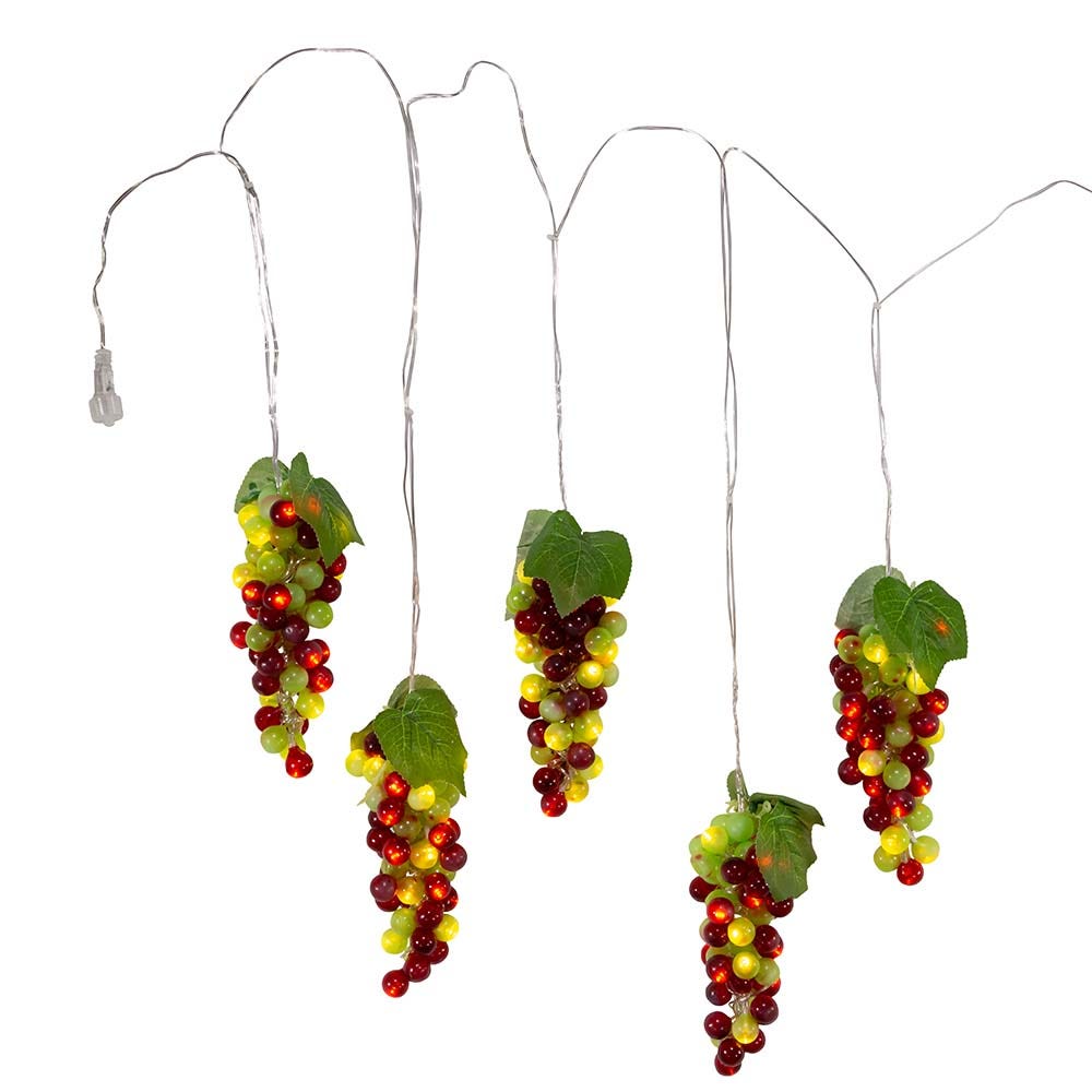 Kurt Adler 100-Light Green and Burgundy LED Grape Light Set with 5 Grape Bunches