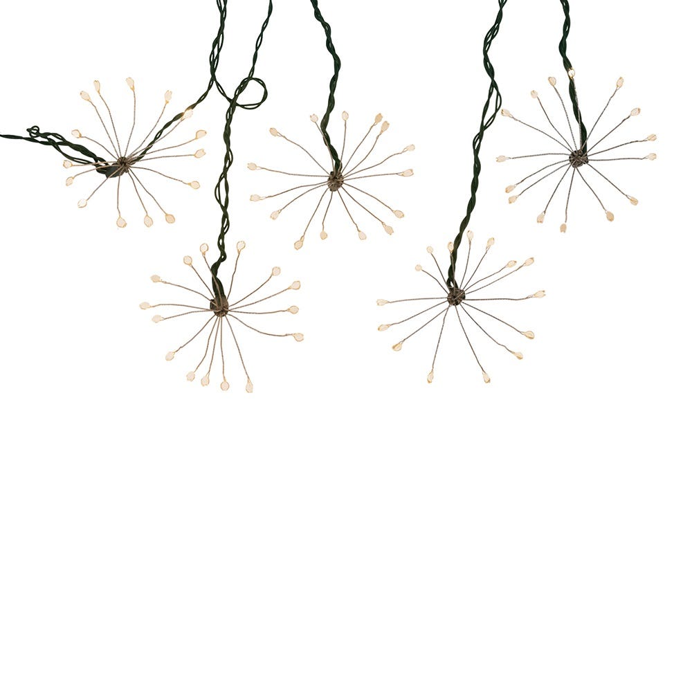 Kurt Adler 75-Light Cluster Burst Classic White Superbright LED Light Set with Green Wire