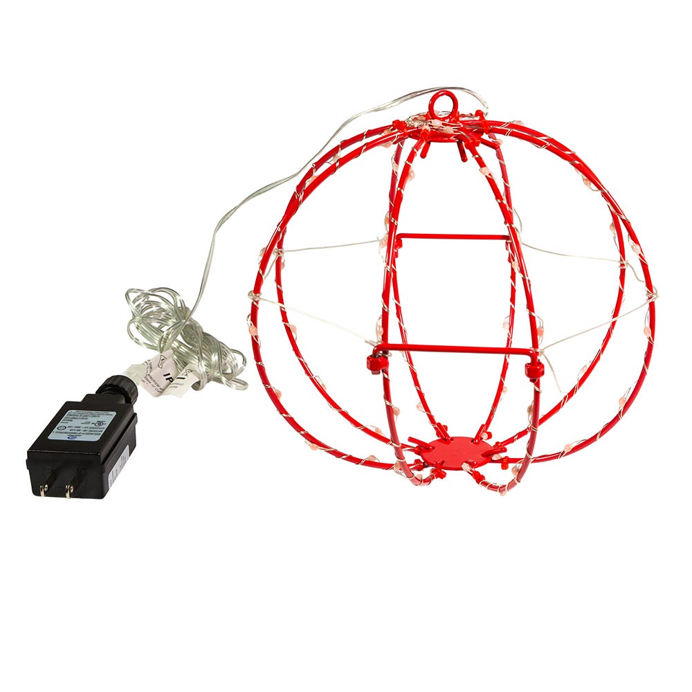 Kurt Adler 8-Inch Red LED Foldable Metal Sphere