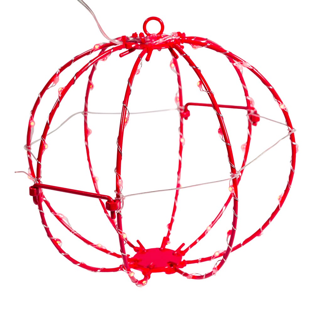 Kurt Adler 8-Inch Red LED Foldable Metal Sphere