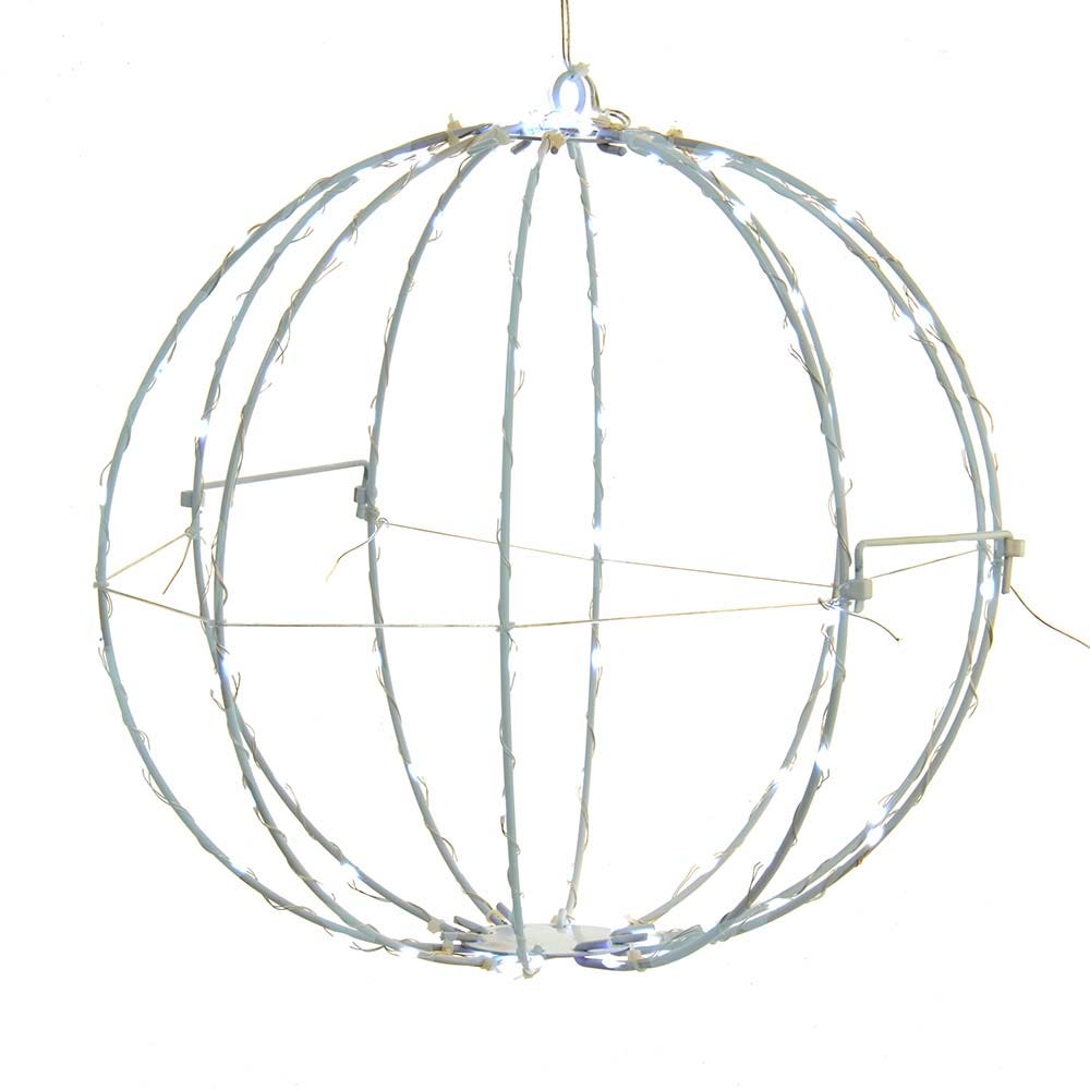 Kurt Adler 12-Inch Cool White Superbright LED Clear Wire Foldable Metal Sphere