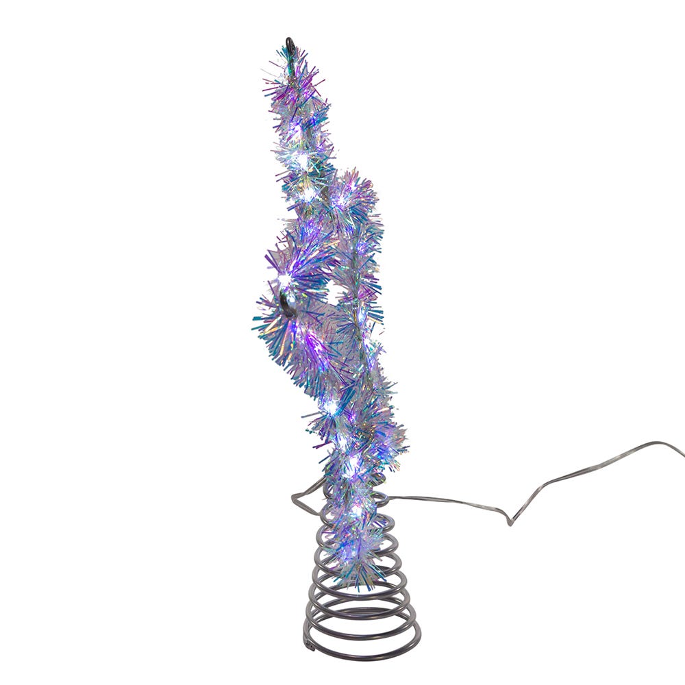 Kurt Adler 12.2-Inch Tinsel Star Tree Topper with Cool White LED Lights