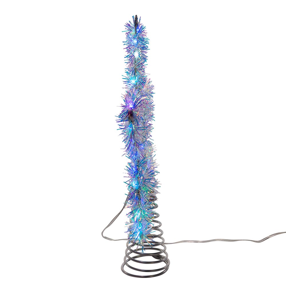 Kurt Adler 12.2-Inch Tinsel Star Tree Topper with RGB LED Lights