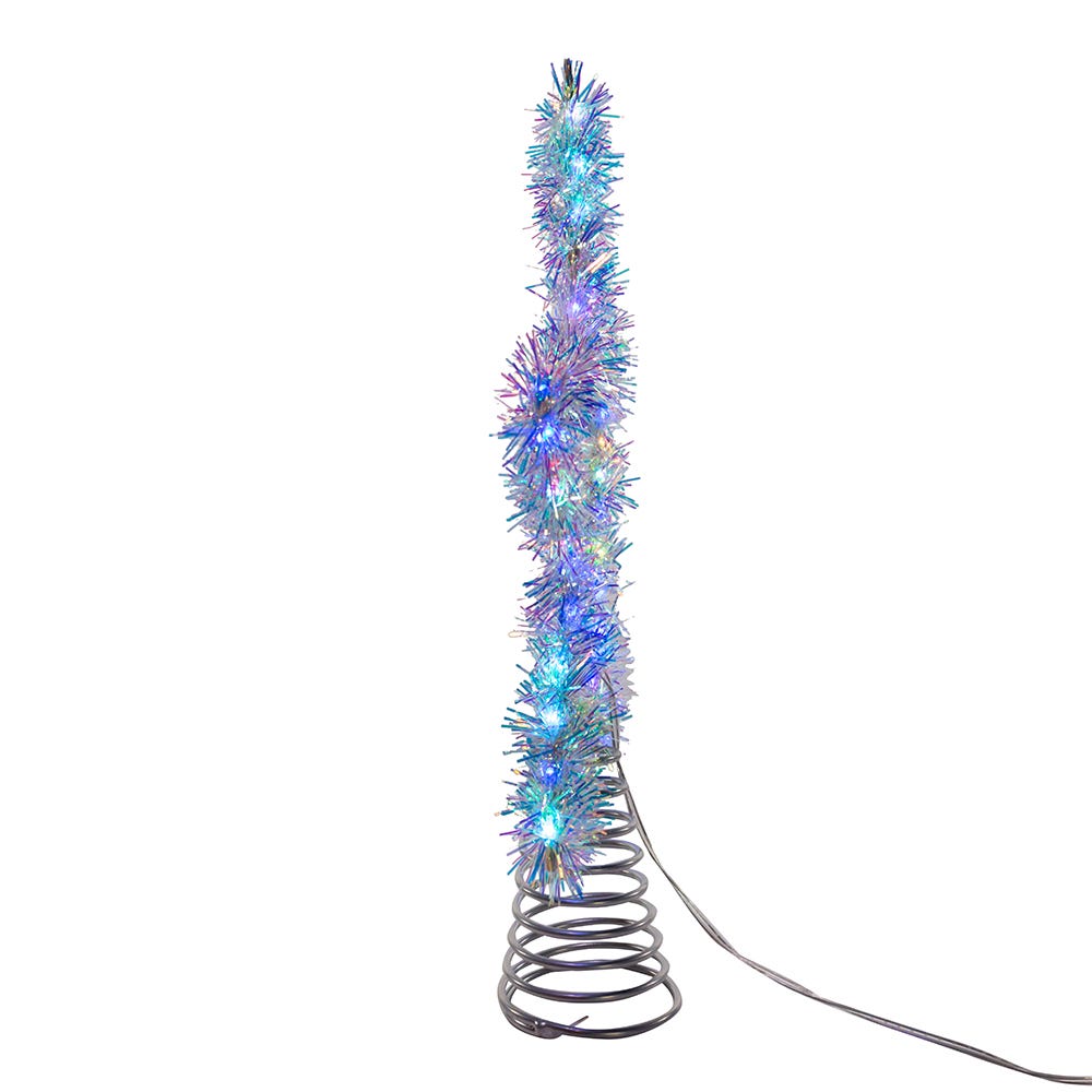Kurt Adler 12.2-Inch Tinsel Star Tree Topper with RGB LED Lights