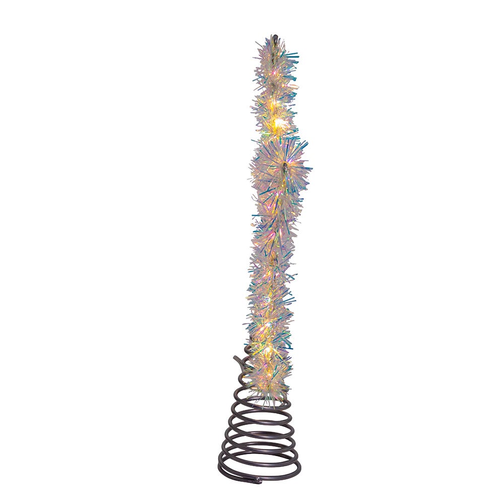 Kurt Adler 12.2-Inch Tinsel Star Tree Topper with Warm White LED Lights