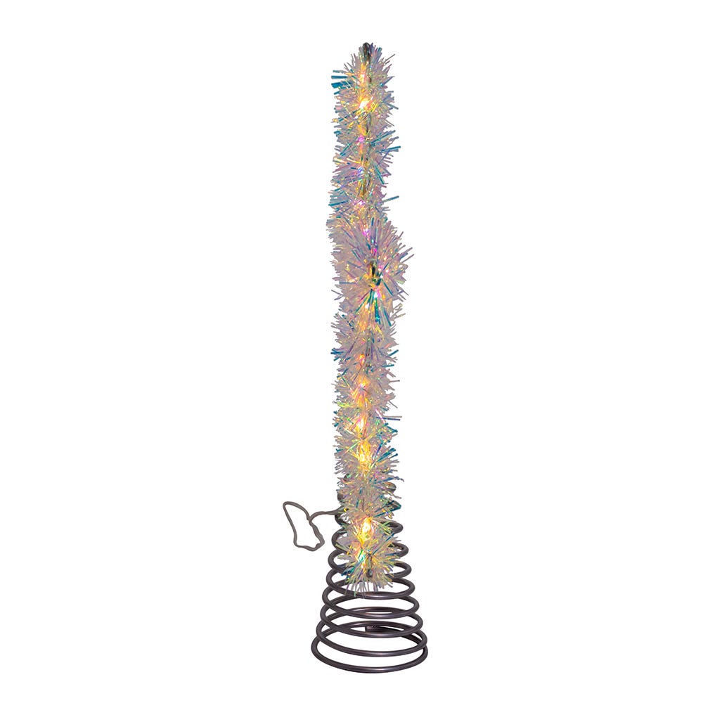 Kurt Adler 12.2-Inch Tinsel Star Tree Topper with Warm White LED Lights