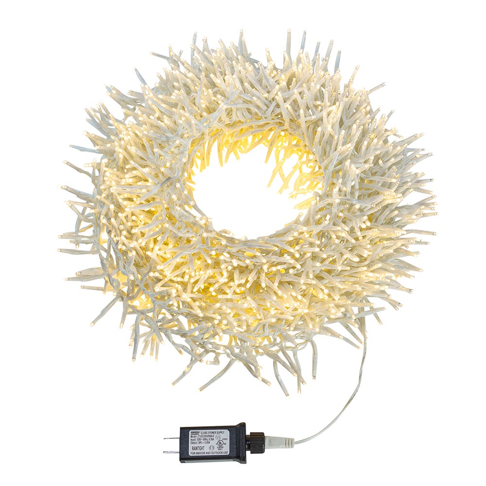 Kurt Adler 65-Foot 2000-Light Cluster Garland with Warm White LED Lights