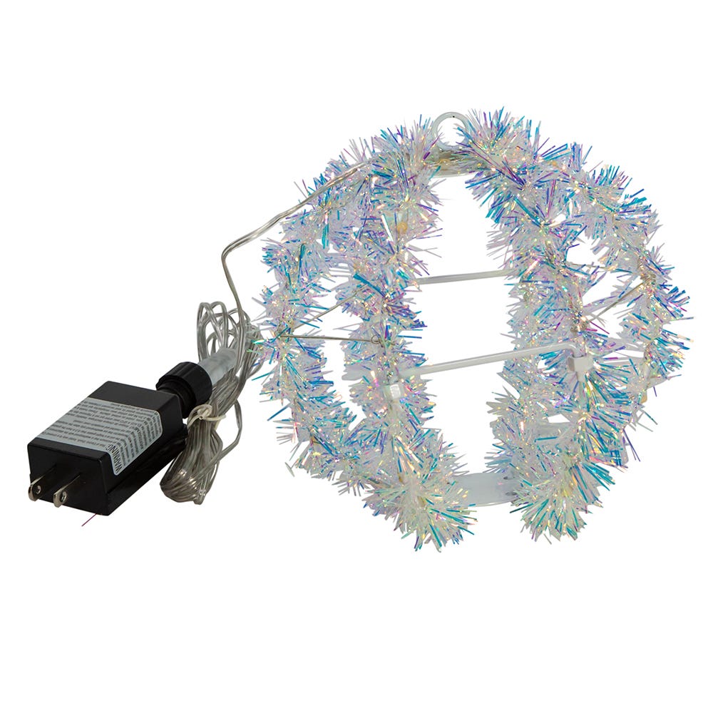 Kurt Adler 6-Inch Warm White LED Tinsel Foldable Sphere