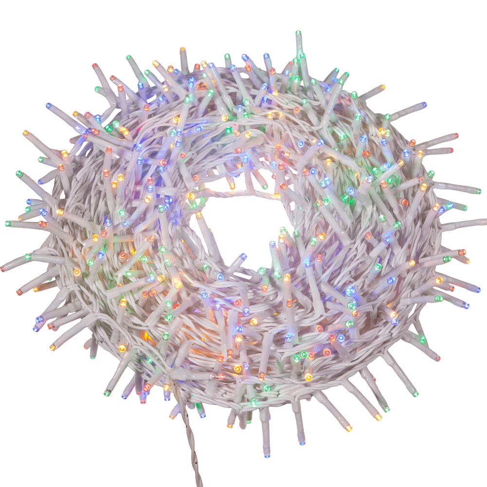 Kurt Adler 600-Light 49.2-Foot Multicolored LED White Wire Rice Light Set