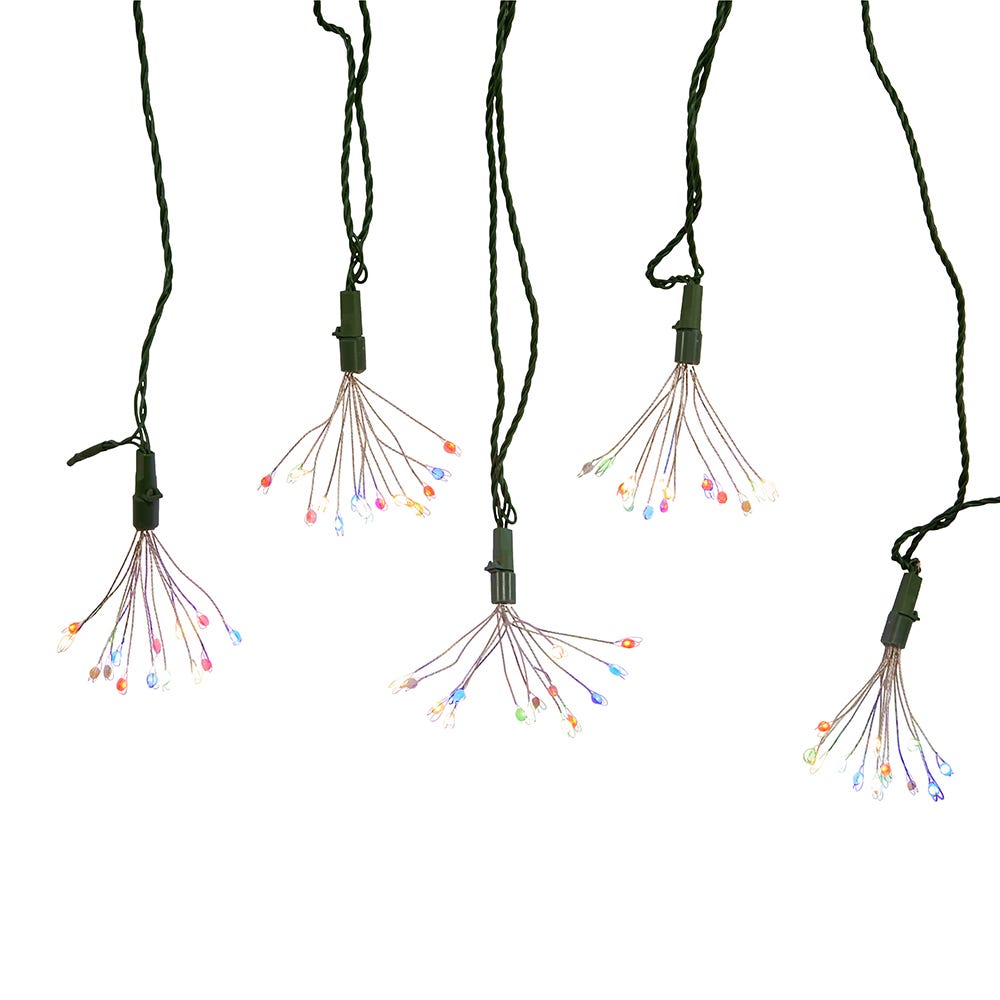 Kurt Adler 75-Light Cluster Lights and Multi-Color Twinkle LED Lights with Green Wire