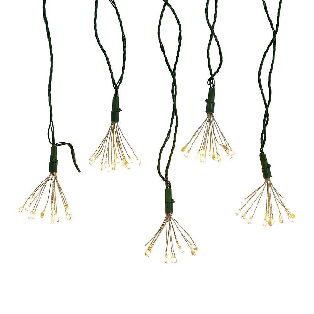 Kurt Adler 75-Light Cluster Lights and Warm White Twinkle LED Lights with Green Wire