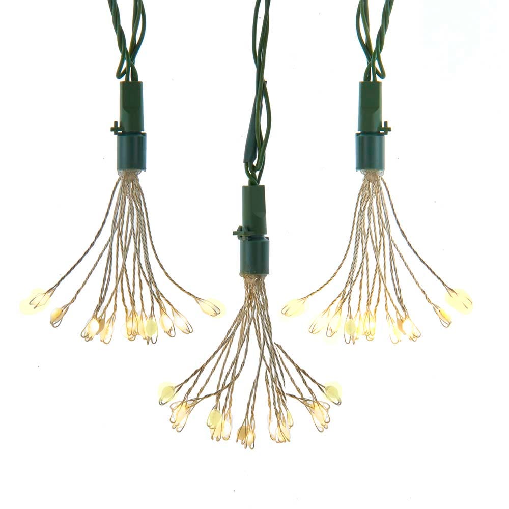 Kurt Adler 75-Light Cluster Lights and Warm White Twinkle LED Lights with Green Wire