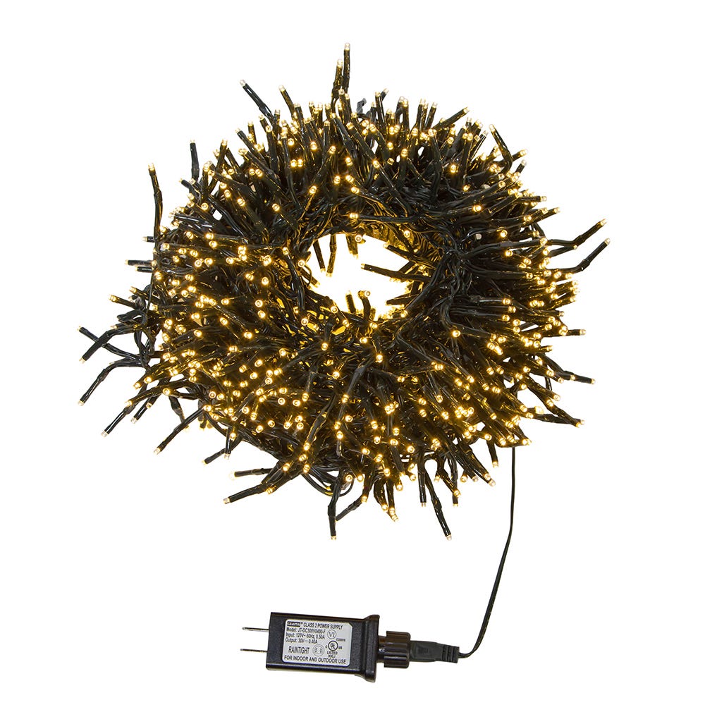 Kurt Adler 480-Light 16-Foot Connectable Warm White LED Cluster Garland