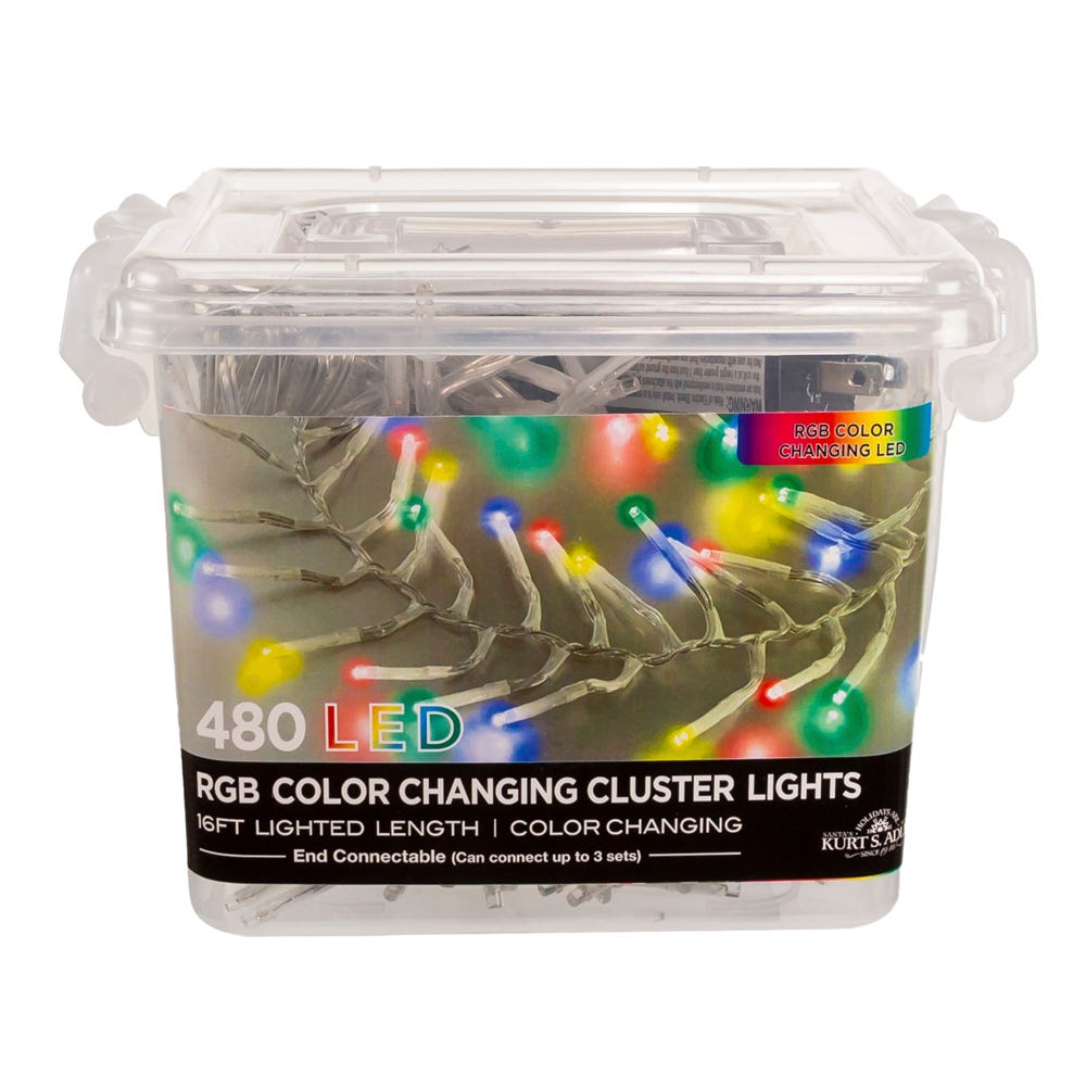 Kurt Adler 480-Light 15.7-Foot RGB LED Connectable Cluster Garland
