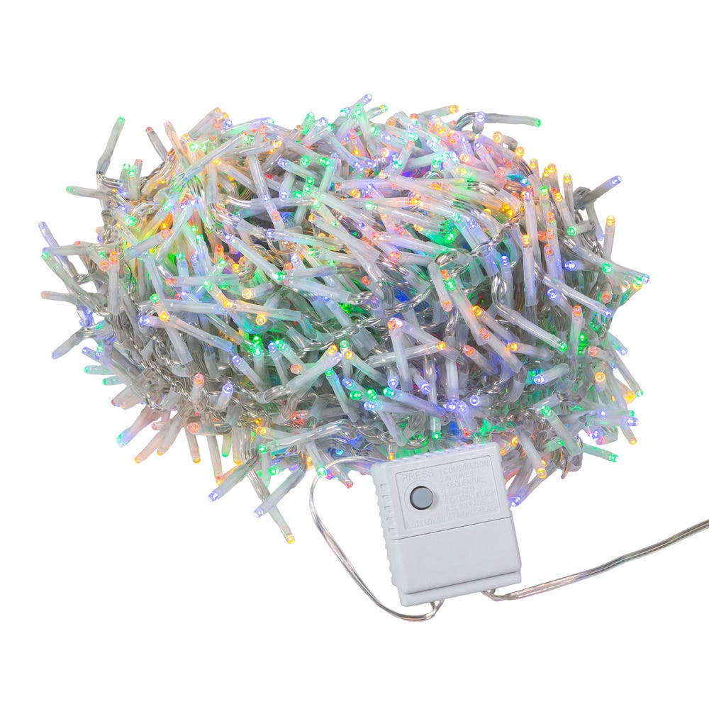 Kurt Adler 1000-Light 32.8-Foot Multicolored LED Cluster Garland