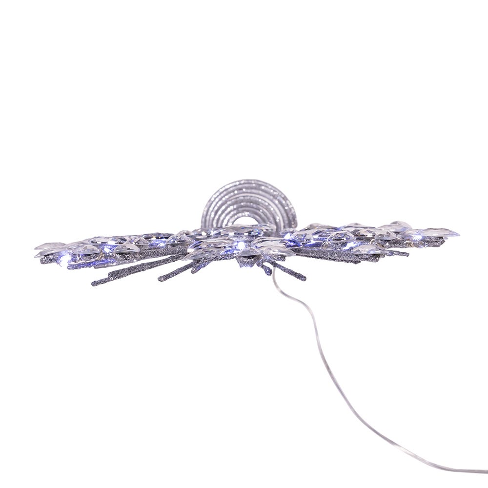 Kurt Adler 11.75. Inch 18-Light cool White Micro LED Silver Glittered Snowflake Treetopper