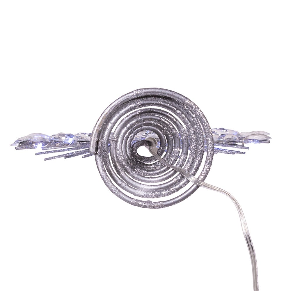 Kurt Adler 11.75. Inch 18-Light cool White Micro LED Silver Glittered Snowflake Treetopper